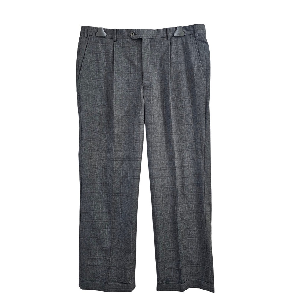 Armani Collezioni Dress Pants Mens 40x29 Grey Plaid Wool Made in Italy Su Misura